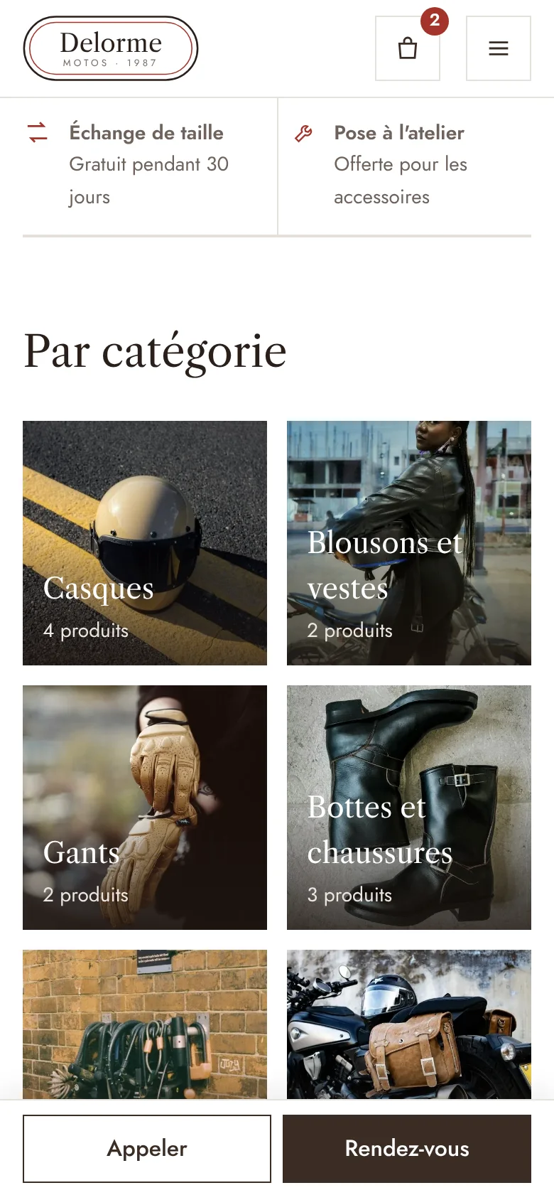 La boutique sur téléphone