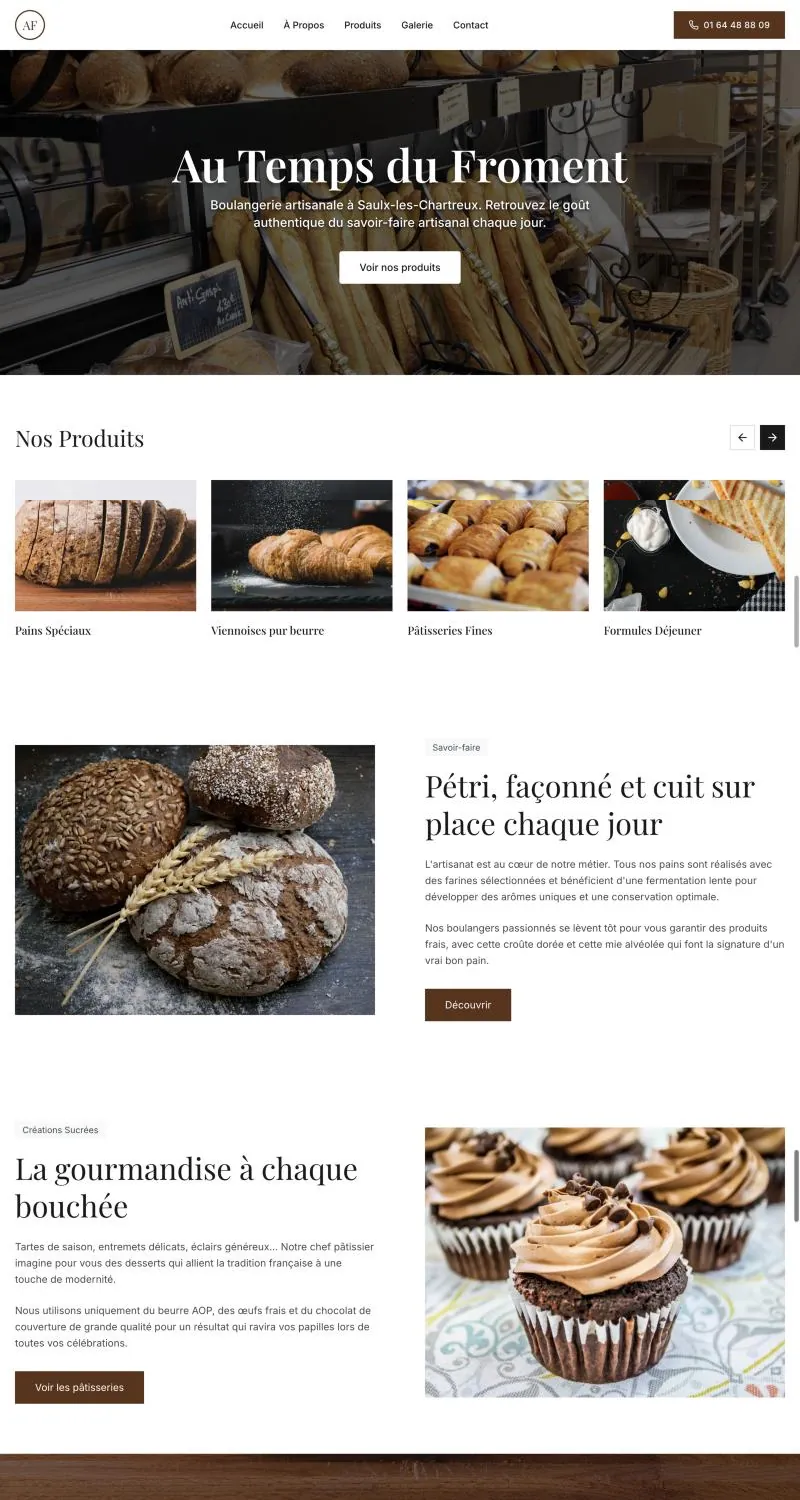 Aperçu du site conçu pour Au Temps du Froment