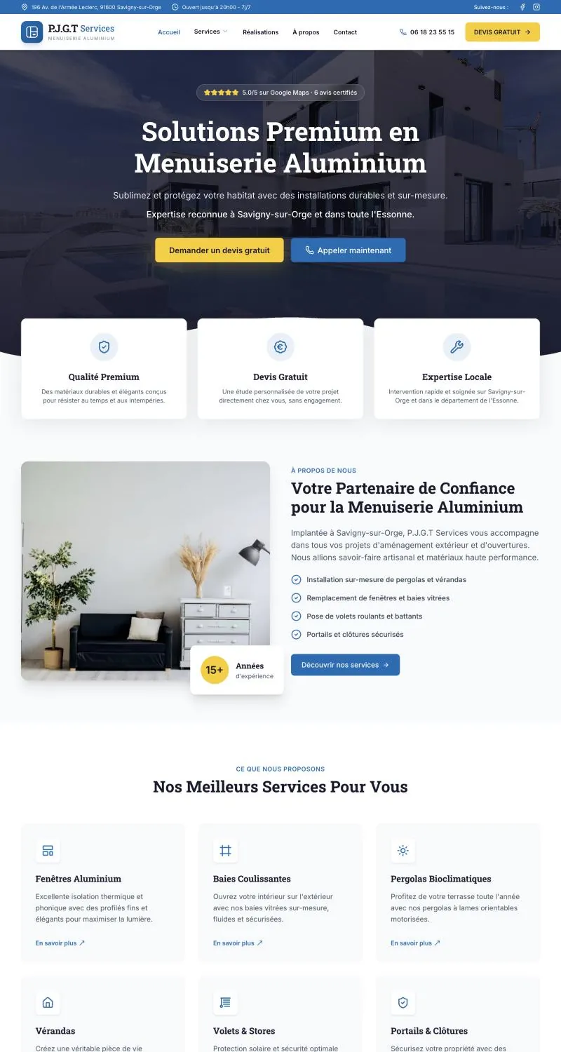 Aperçu du site conçu pour P.J.G.T Services
